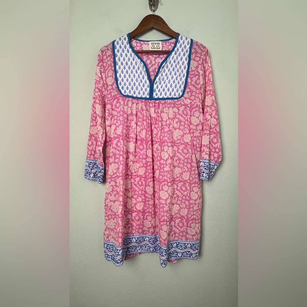Tuckernuck SZ BLOCKPRINTS Eva Pink Pineapple Jaipur‎ Dress Size Small
